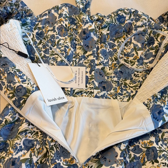 Lavish Alice Floral Print Ballom Sleeves Mini Dress Size 4 NWT - Picture 14 of 15